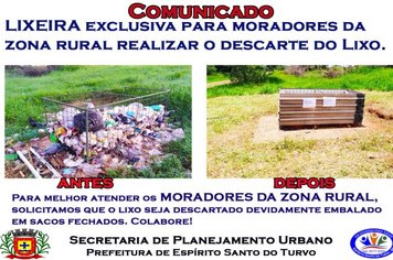 Lixeira exclusiva para moradores da zona rural.