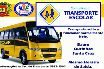 Transporte Escolar volta a Funcionar Normalmente.