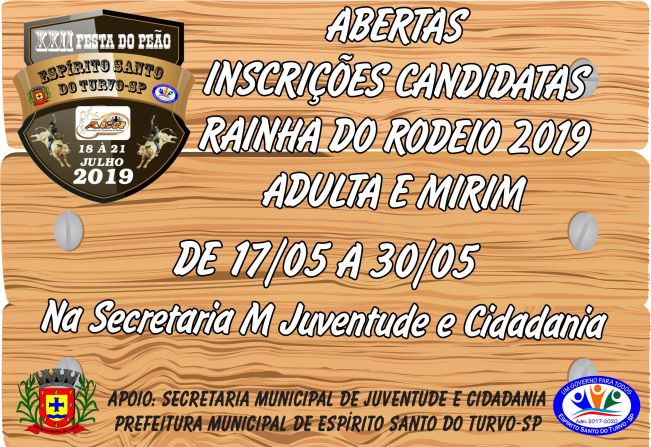 Inscrições candidatas a Rainha Mirim e adulta